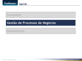 Agenda

Conceitos
Gestão de Processos de Negócios
Implantação

©2013 Software AG. All rights reserved.

 