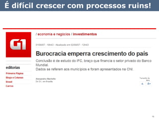 É difícil crescer com processos ruins!




                                         16
 