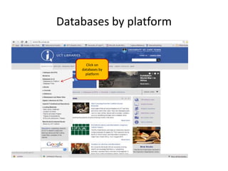 Databases by platform
Click on
databases by
platform
 