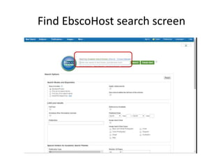 Find EbscoHost search screen
 