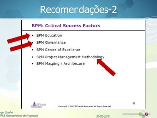 Recomendações-2
30/01/2015
orge Coelho
PM & Reengenharia de Processos
 