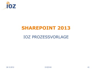 SHAREPOINT 2013
             IOZ PROZESSVORLAGE




06.12.2012           © IOZ AG     43
 