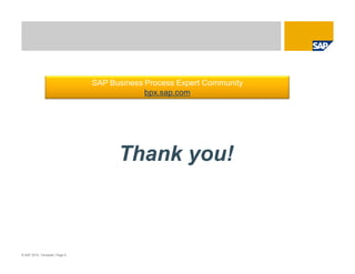 Thank you!
© SAP 2010, Template / Page 8
SAP Business Process Expert Community
bpx.sap.com
 