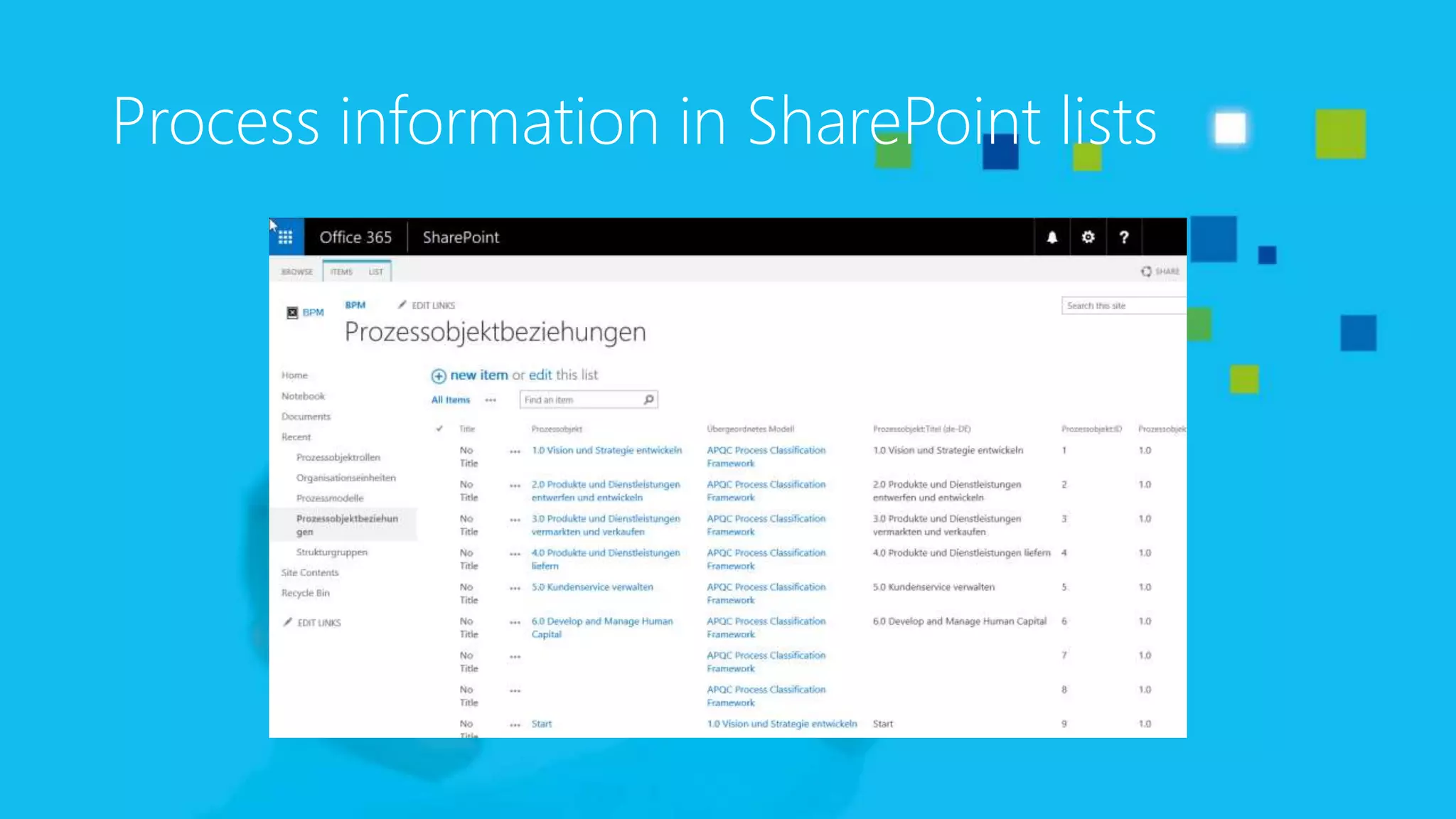 Process information in SharePoint lists
 