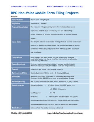 Bpo non voice mobile form filling projects | PDF