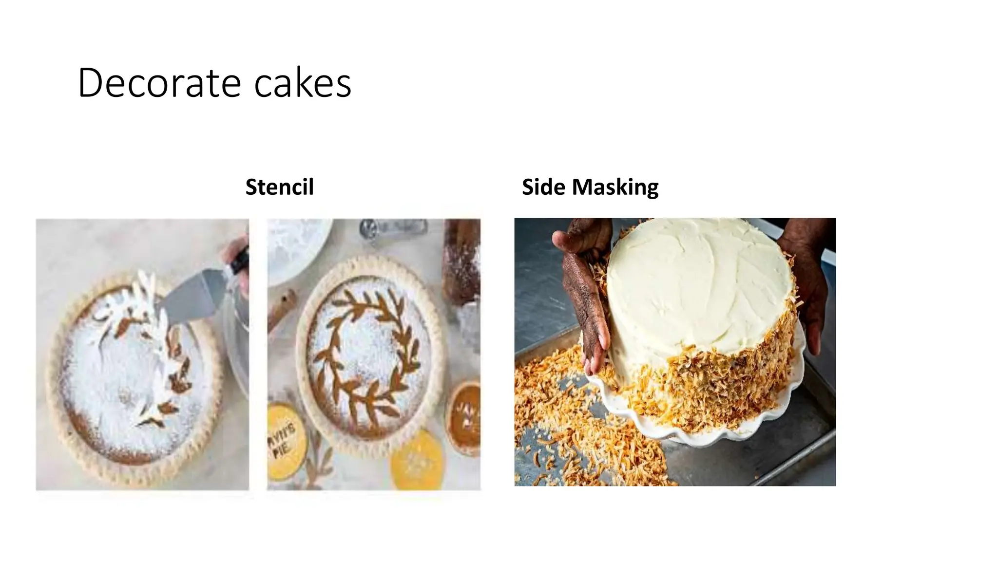 Decorate cakes
Stencil Side Masking
 