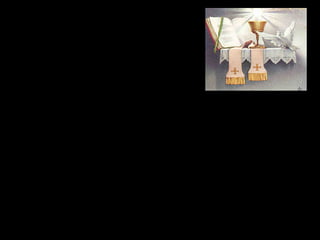 The Eucharist as an
open challenge to
our contemporary
culture.
1. In our present time when there is an atmosphere of
individual and social selfishness, the Eucharist
reaffirms total self giving.
2. Where there is hatred and terrorism, the Eucharist
emphasizes love.
3. Ours is a time of scientific positivism. The Eucharist
offers mystery.
4. There is an air of hopelessness in many. The
Eucharist offers the pledge of glory.
 