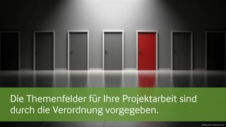 Die Themenfelder für Ihre Projektarbeit sind
durch die Verordnung vorgegeben.
Bildquelle: pixabay.com
 
