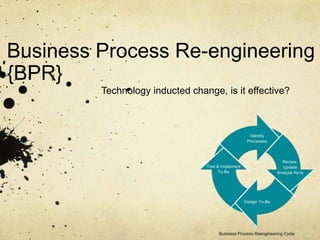 Business Process Re-engineering
{BPR}
Technology inducted change, is it effective?
 