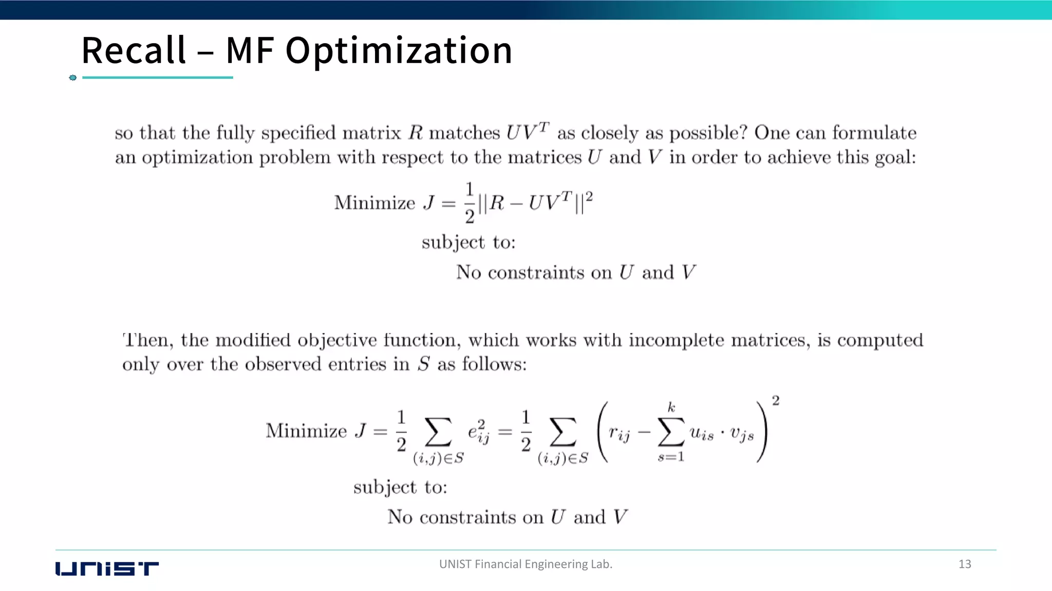 UNIST Financial Engineering Lab. 13
 
