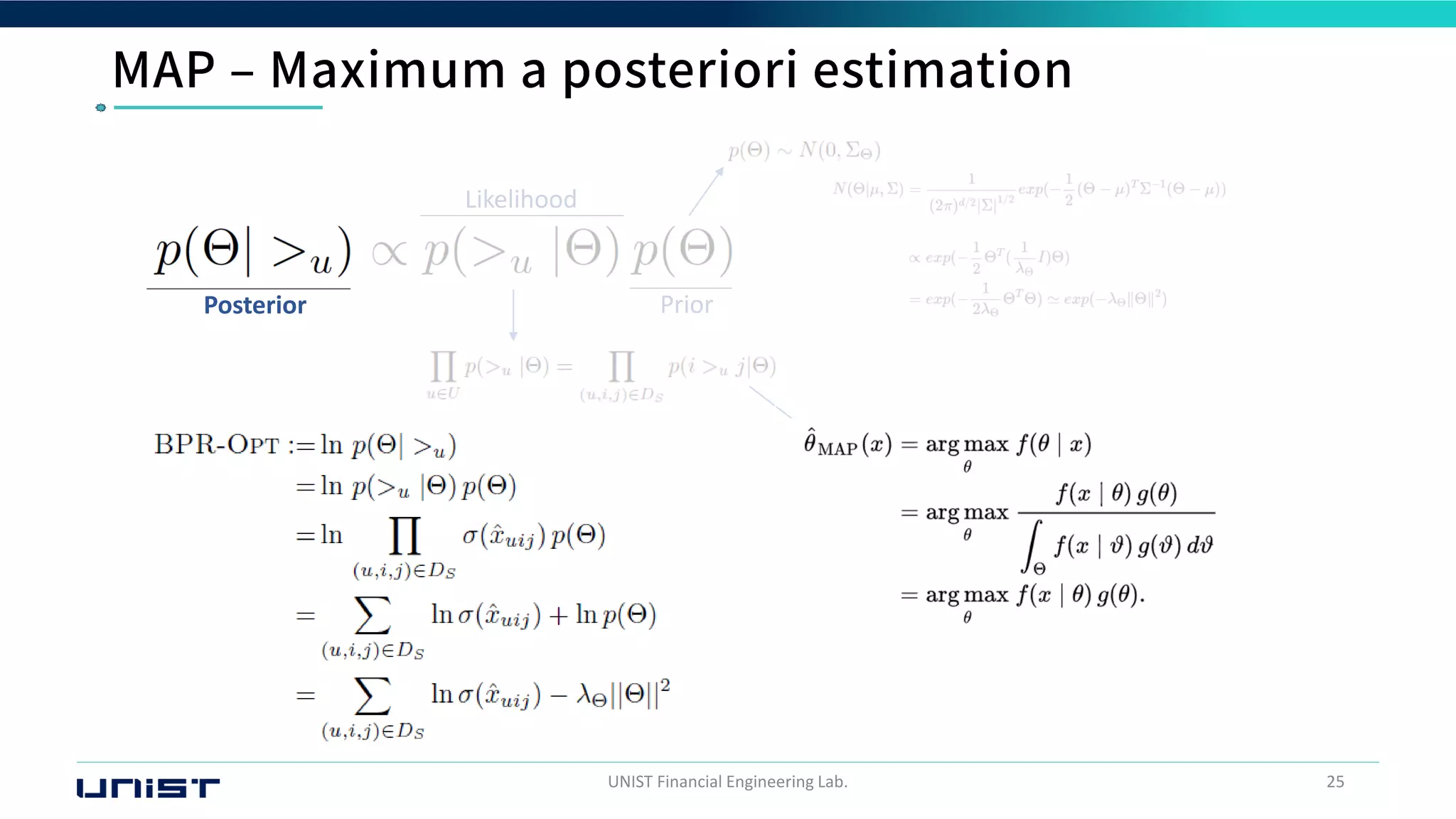 UNIST Financial Engineering Lab. 25
Posterior
Likelihood
Prior
(MF에 적용시)
 