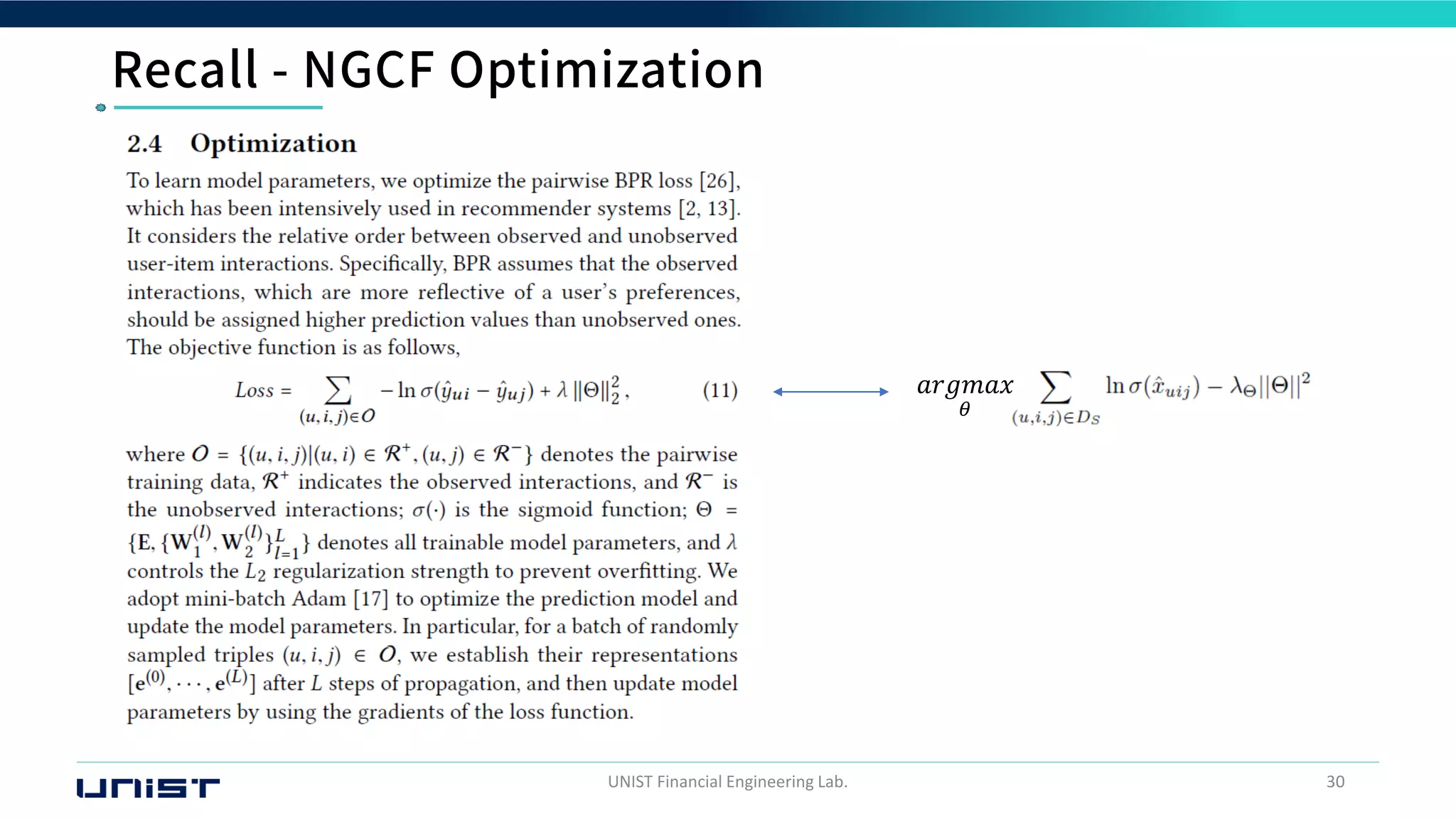 UNIST Financial Engineering Lab. 30
𝑎𝑟𝑔𝑚𝑎𝑥
𝜃
 