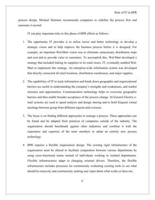 Business Process Re-engineering (BPR): Role of IT | DOC