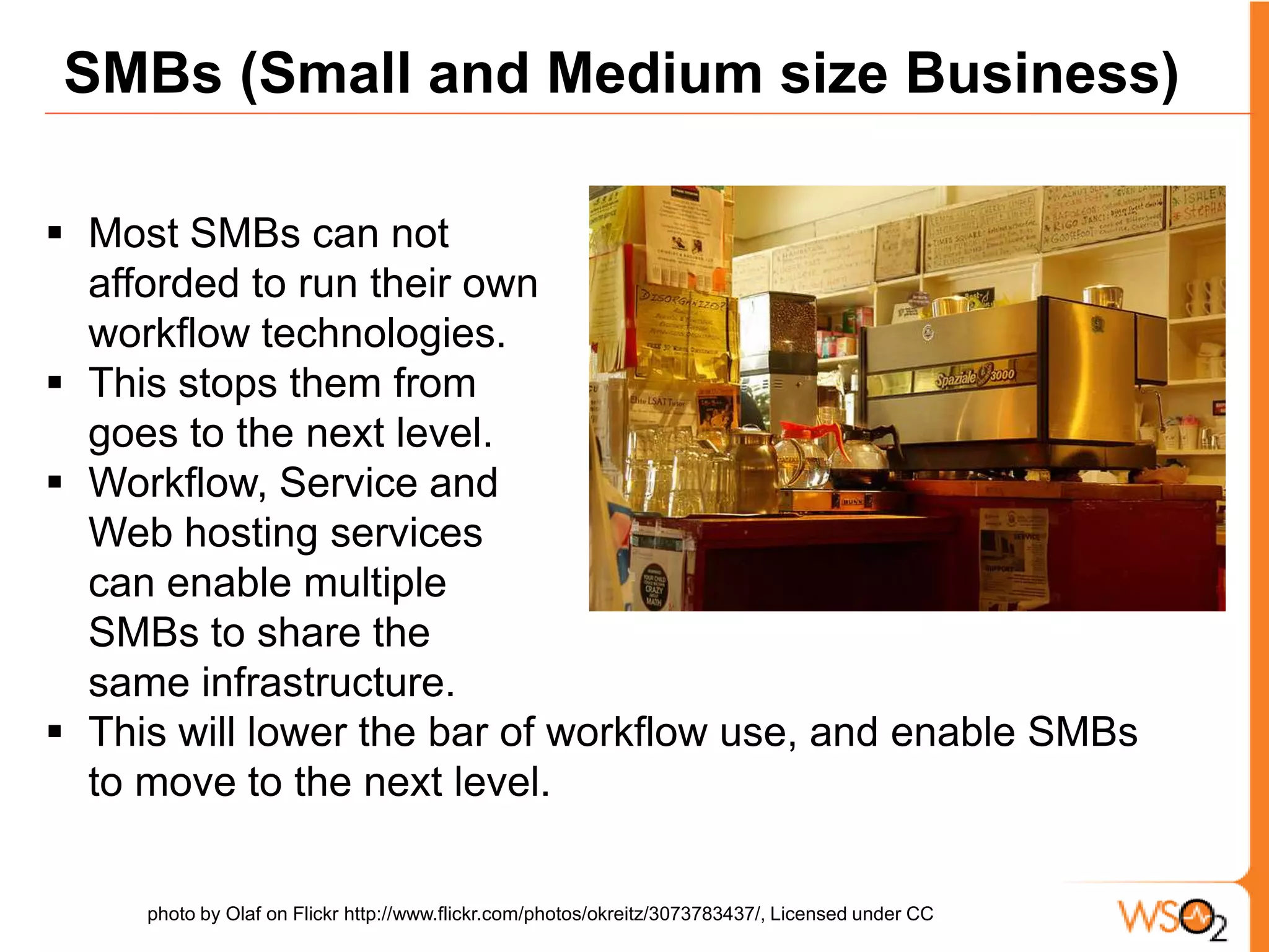 Goals of Multi-tenancy Sharing – maximize the resource sharing across multiple tenants. Isolation – hide the fact other other are also in the same server. Execution – enforce security. Make sure one tenant can’t call other  tenants executable logic. Data – make sure one tenant can’t see other data Performance  - make sure performance is not affected by existence of other tenants. ScaleServer is distributed and it can handle larger load by adding more nodes. photo by John TrainoronFlickr http://www.flickr.com/photos/trainor/2902023575/, Licensed under CC