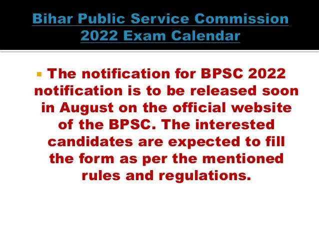 BPSC 2022 Exam calendar | PPTX