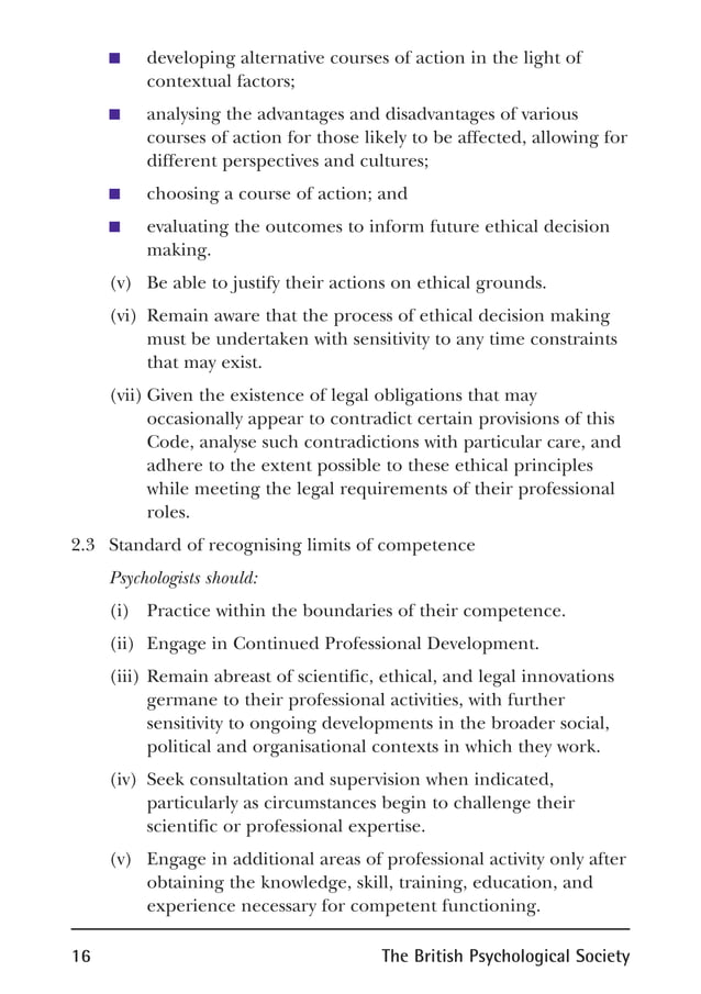 Bps code of ethics | PDF