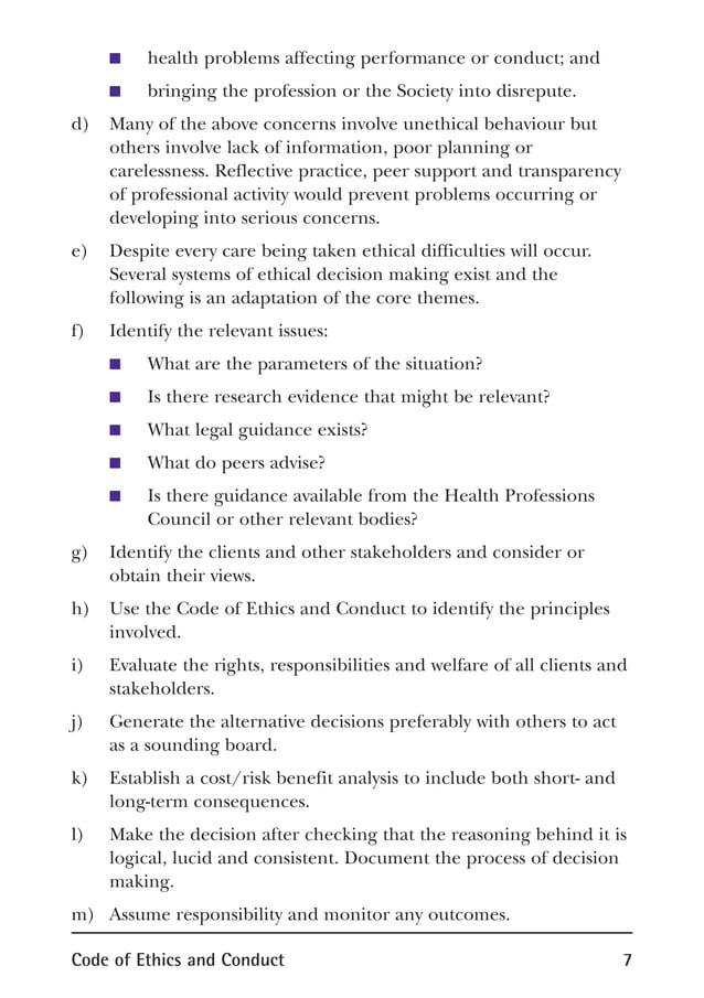 Bps code of ethics | PDF