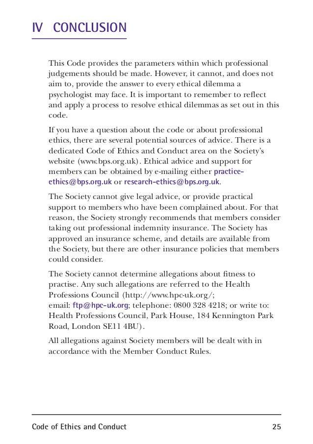 Bps code of ethics