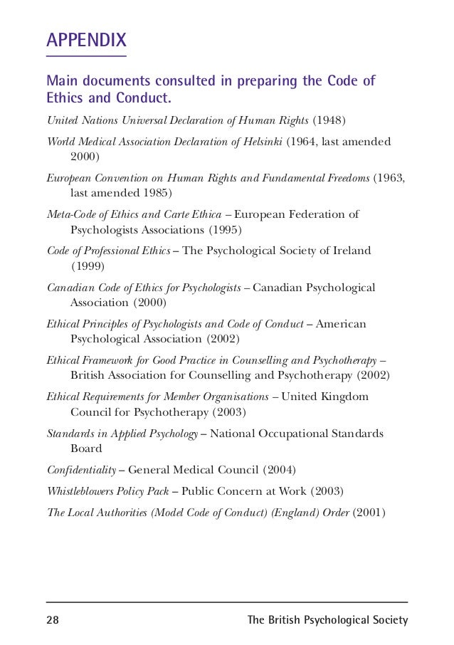 Bps code of ethics