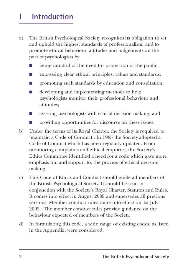 Bps Code Of Ethics