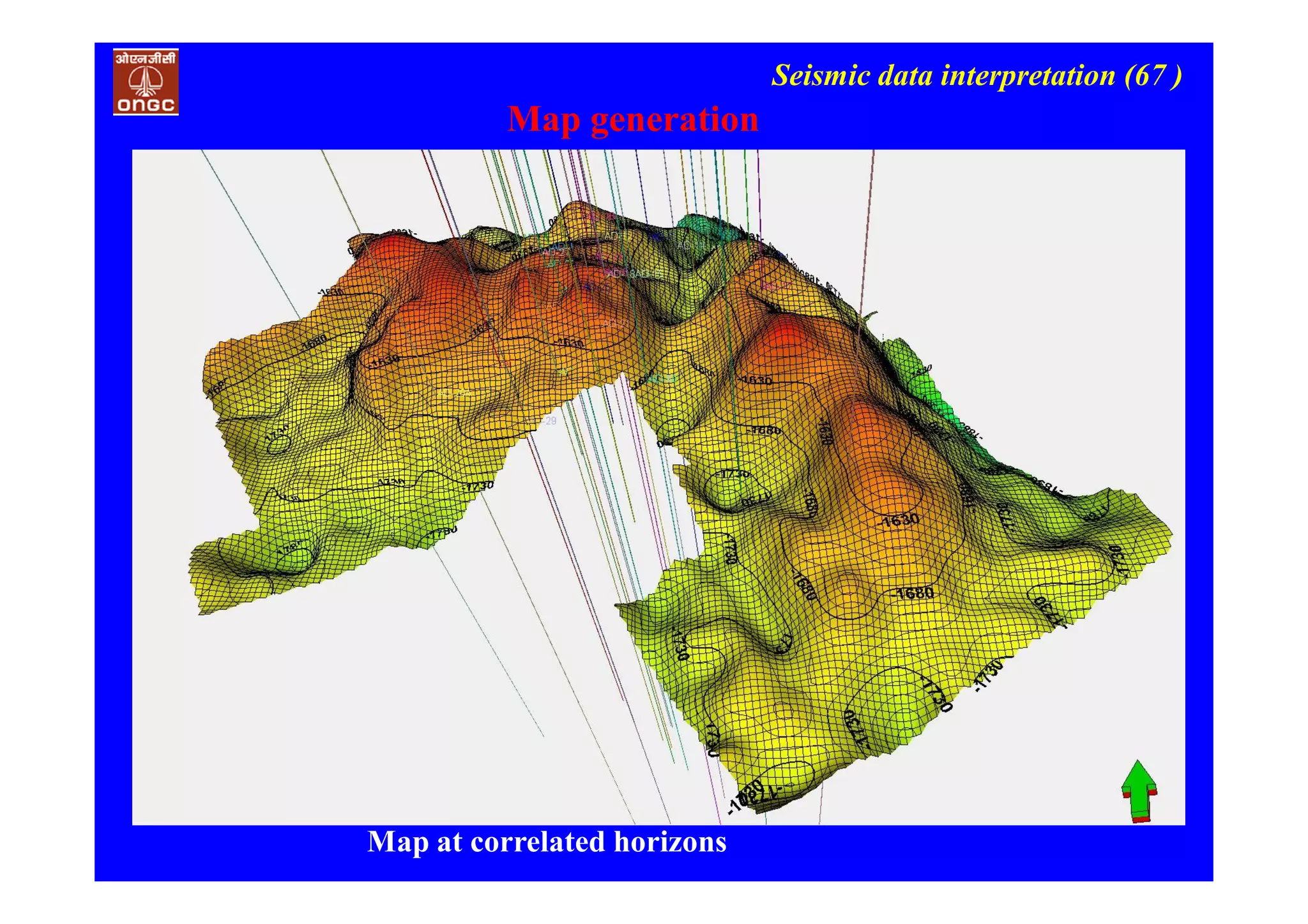 Seismic data interpretation (67 )
Map at correlated horizons
Map generation
 