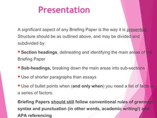 how to write a breifing paper | PPT
