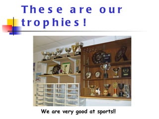 These are our trophies! We are very good at sports!! 