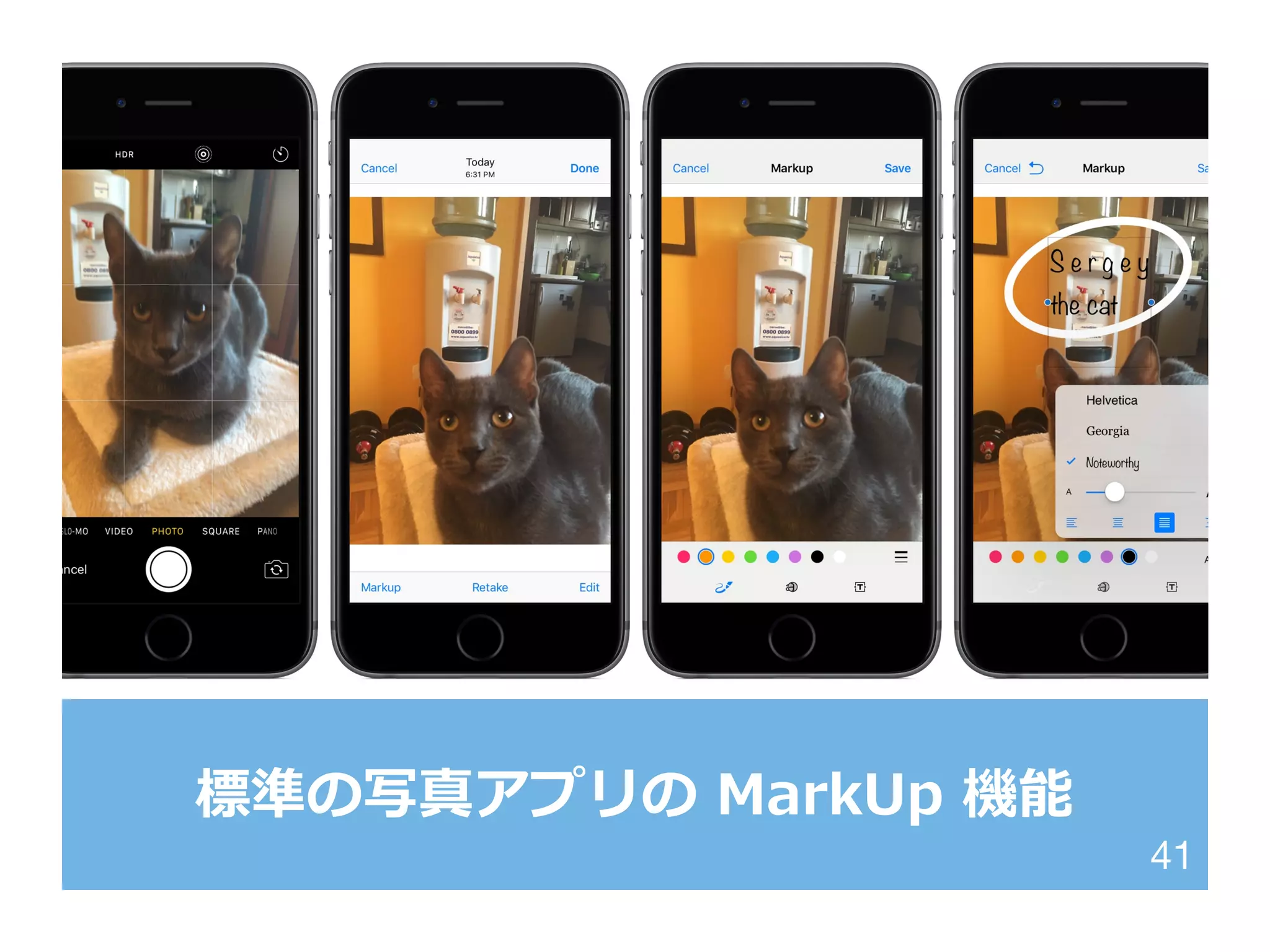 標準の写真アプリの  MarkUp  機能
41
 