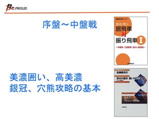 序盤〜中盤戦
美濃囲い、高美濃
銀冠、穴熊攻略の基本
 