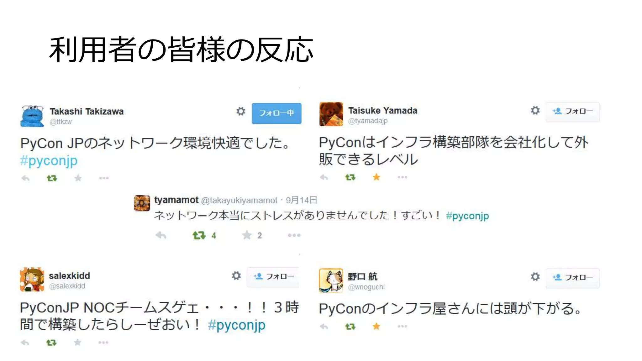 利用者の皆様の反応 
 