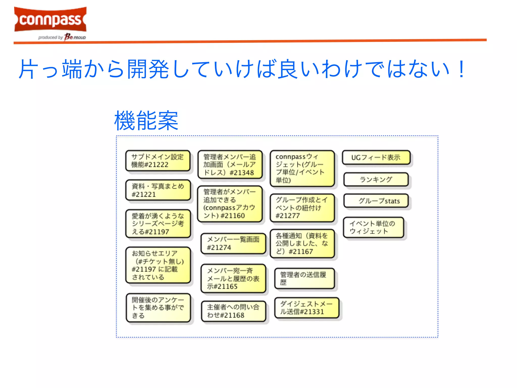 片っ端から開発していけば良いわけではない！ 
機能案 
 