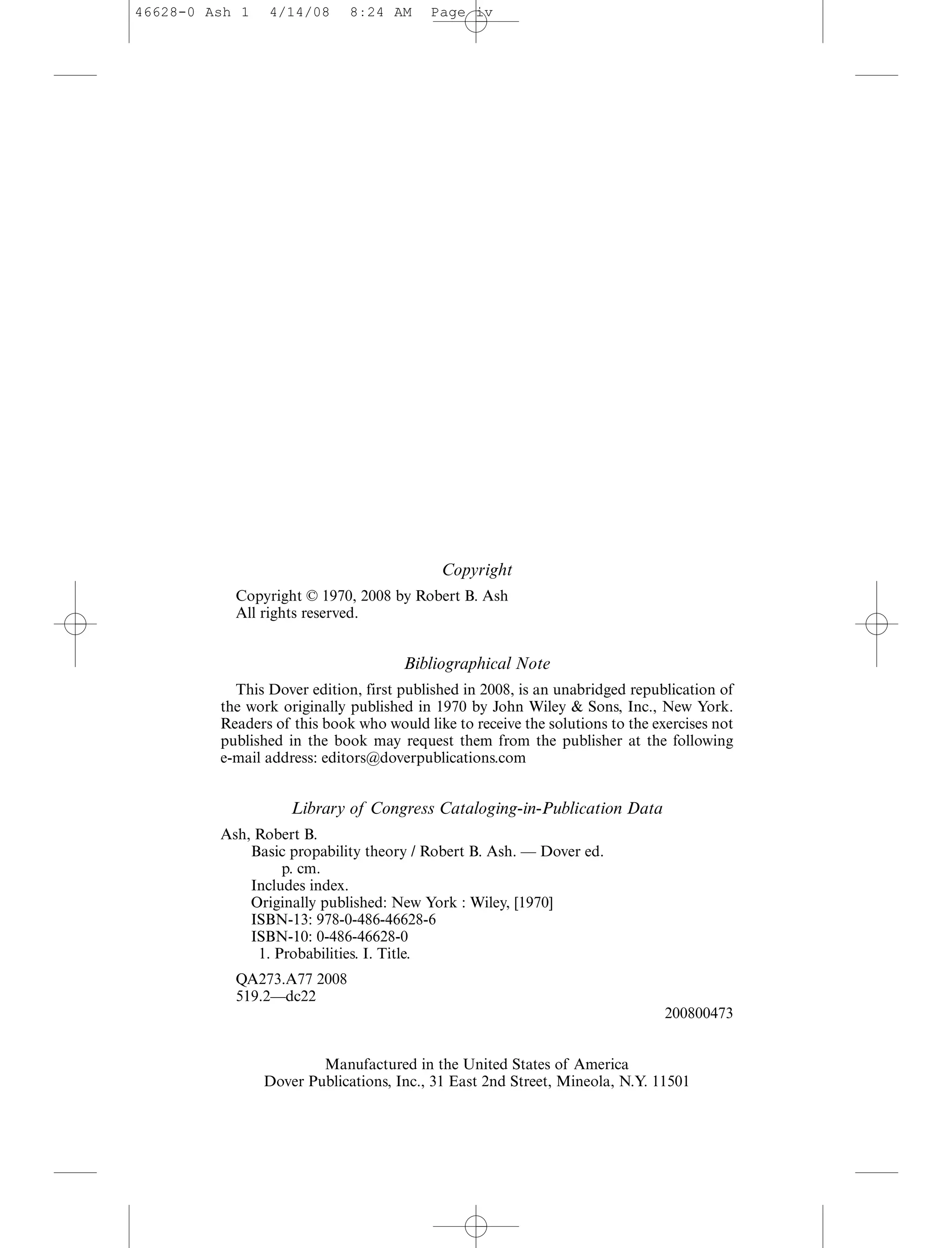 Probability Theory Pdf