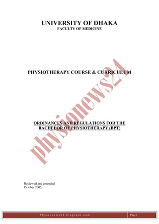 BPT course curriculum- University of Dhaka | PDF