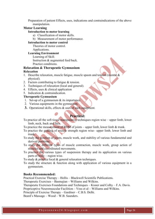 BPT course curriculum- University of Dhaka | PDF