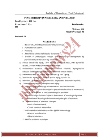 BPT course curriculum- University of Dhaka | PDF