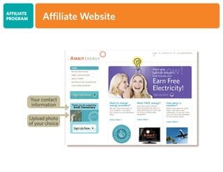 Upload photo
of your choice
Your contact
information
AFFILIATE
PROGRAM Affiliate Website
 