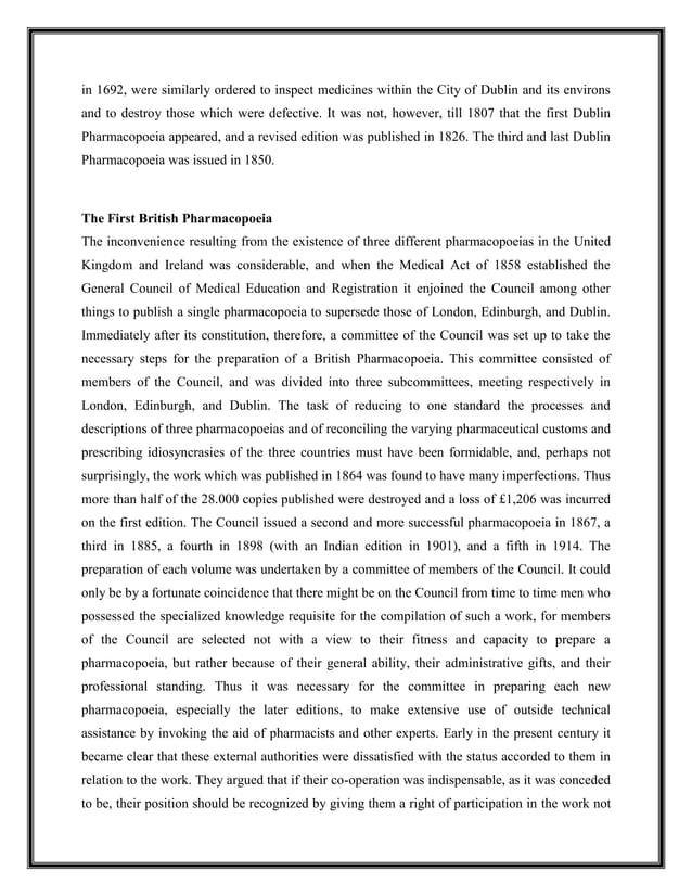 BP & USP History, Editions, Volumes & Appendices by Dr. Ashfaq | PDF ...