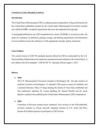 BP & USP History, Editions, Volumes & Appendices by Dr. Ashfaq | PDF