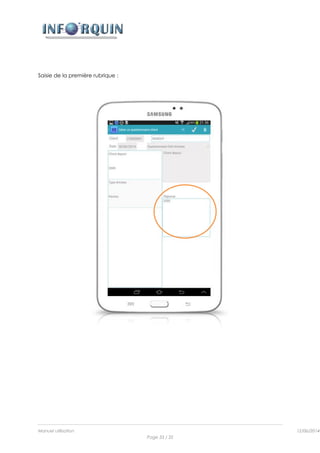 Manuel utilisation 12/06/2014l
Page 33 / 35
Saisie de la première rubrique :
 