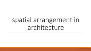 spatial arrangement in
architecture
Sanoar Seher 1JA20AT038
 