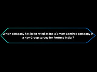 Which company has been rated as India’s most admired company in
a Hay Group survey for Fortune India ?
 