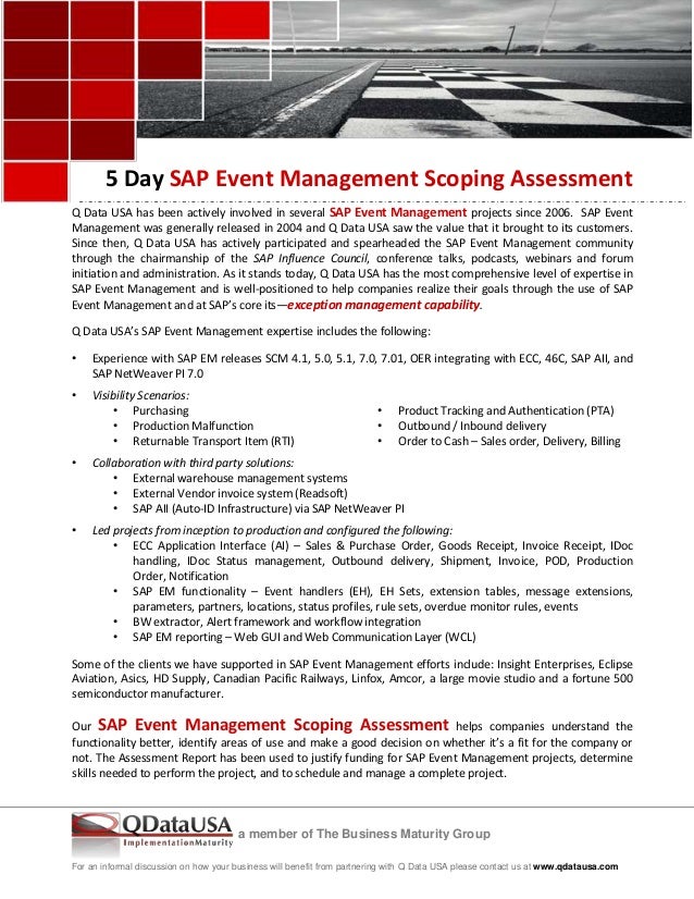 Q Data 5 day SAP Event Management scoping assessment