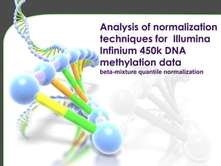 Analysis of normalization
techniques for Illumina
Infinium 450k DNA
methylation data
beta-mixture quantile normalization
 