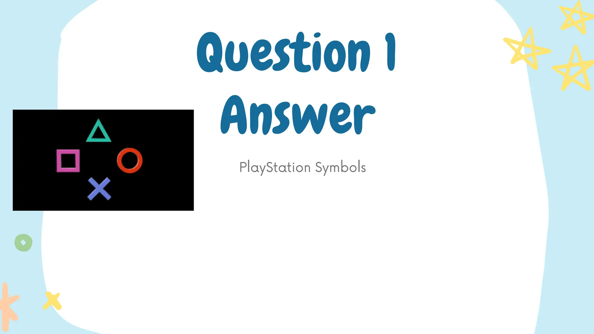 PlayStation Symbols
Question 1
Answer
 