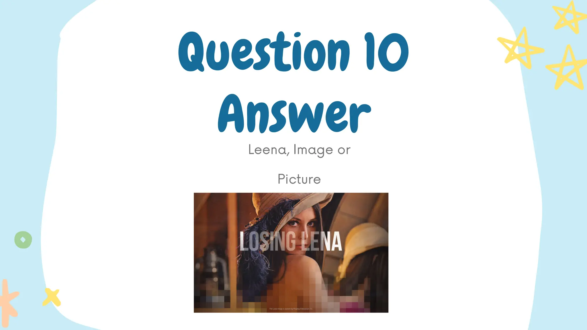 Leena, Image or
Picture
Question 10
Answer
 