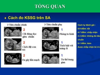 TỔNG QUAN
 Cách đo KSSG trên SA
Cách tự đánh giá :
8-9 điểm: tốt
4-7 điểm: chấp nhận
2-3 điểm: không đủ tiêu
chuẩn
0-1 điểm: kém
được chấp nhận là ≥ 4.
 