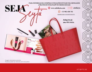 CEDIS 34 KIT SEYTÚ 35
Centros de distribuição
São Paulo
Rua Joaquim Tavora, 845
Bairro: Vila Mariana
CEP: 04015-001
Tel.: 11 3556-6462
Aracajú	
Av. Hermes Fontes, 871
Bairro: São José
CEP: 49020-550
Tel.: (79) 3211-1795
Rio de Janeiro	
Av. Das Americas, 3500
Loja: C; Bloco: 2
Bairro: Barra da Tijuca
CEP: 22640-102
Tel.: (21) 2137-6818
Goiânia
Av. Assis Chateaubriand, 1014
Quadra G5 Lote 39
Bairro: Setor Oeste
CEP: 74130-010
Tel.: (62) 3432-7330
São Luis
Av. Jerônimo de Albuquerque 119
Loja 03
Bairro: Bequimão
CEP: 65062-190
Tel.: (98) 3236-5857
Campo Grande
Rua Euclides da Cunha, 1396
Quadra 6 Lote 17
Bairro: Vila Santos Gomes
CEP: 79021-230
Tel.: (67) 3043-2270
Belo Horizonte	
Rua Rio de Janeiro, 1363
Bairro: Lourdes
CEP: 30160-042
Tel.: (31) 3654-5414
Marabá
Q Dezoito (Fl.27) S/N
Folha 27 Quadra 18 lote 1 a 3
tipo G, salas 3 e 4 Bairro: Nova
Maraba
CEP: 68509-270
Tel.: (94) 3321 4366
Fortaleza
Rua Bárbara de Alencar 1.887
Loja D e E
Bairro: Aldeota
CEP: 60140-025
Tel.: (85) 3121-2101
Cuiabá
Av. Historiador Rubens de Mendonça, 157
Bairro: Baú
CEP: 78008-000
Tel.: (65) 3052-9464
Curitiba	
Rua Emiliano Perneta, 803
Bairro: Centro
CEP: 80420-080
Tel.: (41) 3408-6595
Maceió
Av. Dom Antonio Brandão
Cond 203 Offices
Lojas 1-4
Bairro: Farol
CEP: 57051-190
Tel.: (82) 3313-5802
Florianopólis
Rua 7 de Setembro, 01
Lojas 1 e 2
Bairro: Kobrasol - São José
CEP: 88102-030
Tel.: (48) 3372-0111
Salvador
Av. Manoel Dias da Silva, 980
Loja 01 e Loja 02 Terreo
Bairro: Amaralina
CEP: 41900-335
Tel.: (71) 3040-1678
Adquira já
seu Kit início.
SEJASeytú
Imagem meramente ilustrativa.
Produtos podem ser alterados sem aviso prévio.
CREO
Centro de Resposta ao
Empresário Omnilife
Grande São Paulo: 11 3556 6464
Demais localidades: 0800 7046664
OMNILIFEOFICIALBR
PARA INFORMAÇÃO, COMPRAS E FILIAÇÕES ENVIAR UMA MENSAGEM
ATRAVÉS DO WHATSAPP OU REDES SOCIAIS
EMPRESÁRIO INDEPENDENTE
+51 982-458-761
www.sebellaytu.com sebellaytu
www.sebellaytu.com sebellaytu
 