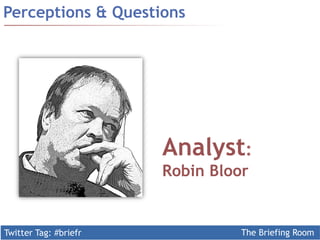 Twitter Tag: #briefr The Briefing Room
Perceptions & Questions
Analyst:
Robin Bloor
 