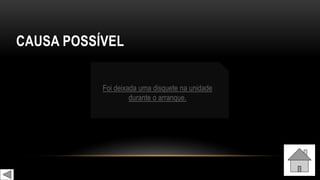 CAUSA POSSÍVEL
Foi deixada uma disquete na unidade
durante o arranque.
 