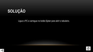 SOLUÇÃO
Ligue o PC e carregue no botão Ejetar para abrir o tabuleiro.
 